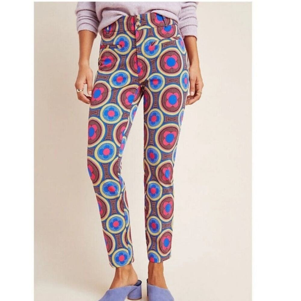 Anthropologie Colorful Geometric Ankle Pants